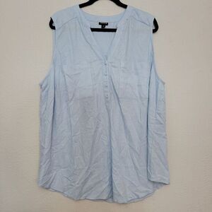 Torrid 2 Top Linen Blend Light Blue Sleeveless V-Neck